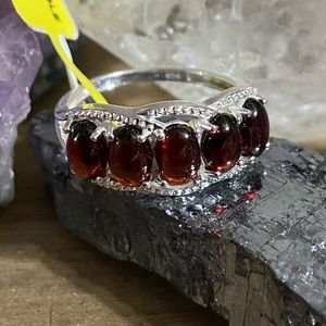Genuine Garnet 5 stone ring